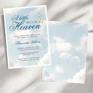 Lilla Biet i Heaven Blue Boy Baby Shower Inbjudningar