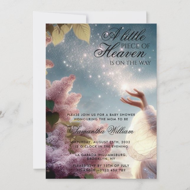 Lilla Biet i Heaven Magic Fairy Baby Shower Inbjudningar (Framsida)