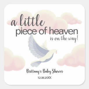 Lilla Biet i himmelmolnen Dove Baby Shower Fyrkantigt Klistermärke