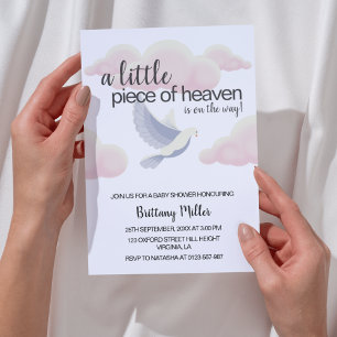Lilla Biet i himmelmolnen Dove Baby Shower Inbjudningar