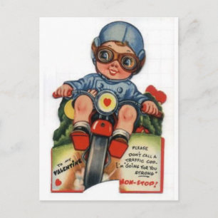 Lilla Biker Boy Vintage Valentine Helg Vykort
