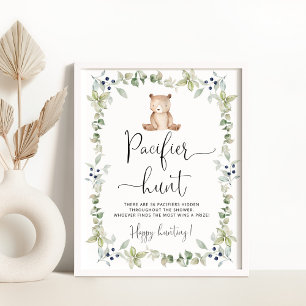 Lilla björn Nappar jagar babyduschspel Poster