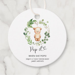 Lilla björn Poppa den när hon poppar baby shower Gåvor Etiketter