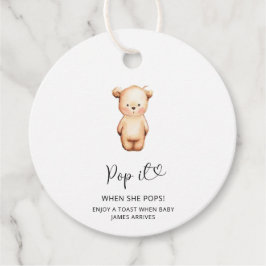 Lilla Björn poppar den när hon poppar baby shower Gåvor Etiketter