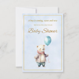 Lilla björn som håller ballong Baby Shower