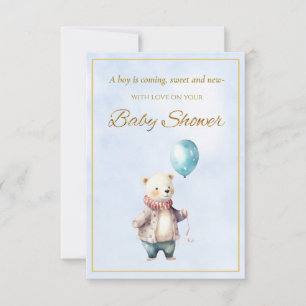 Lilla björn som håller ballong Baby Shower