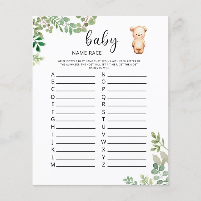 Lilla björnbjörnvila Baby namn tävling (Framsida)