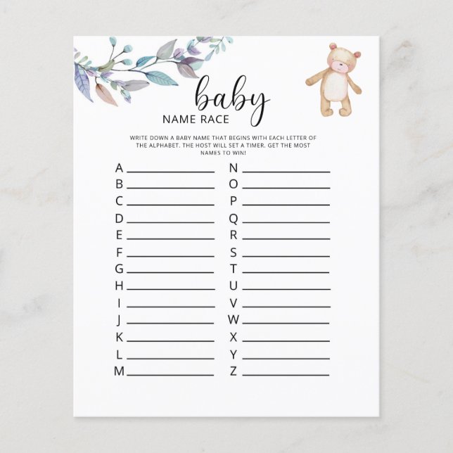 Lilla björnbjörnvila Baby namn tävling (Framsida)