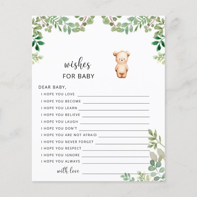 Lilla björnfall önskemål för baby (Framsida)