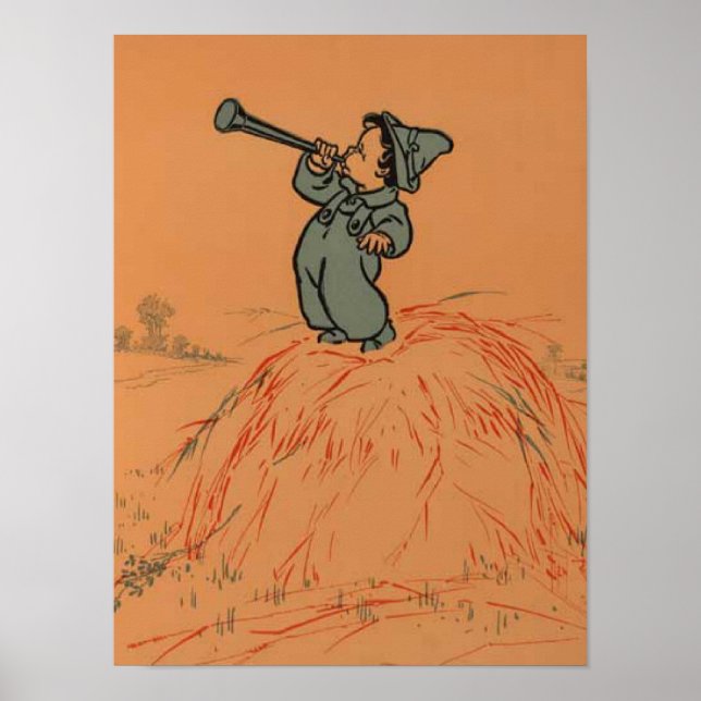 Lilla blå pojken gammal ramsa från barnkammaren poster (Framsidan)