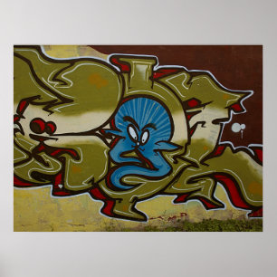 Lilla blå spökgraffiti poster