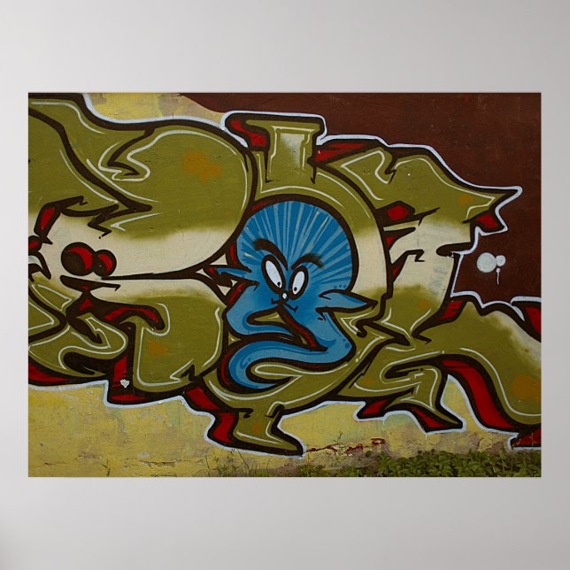 Lilla blå spökgraffiti poster (Framsidan)