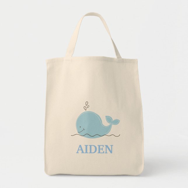 Lilla Blåval Livsmedel Tote Bag - lägg till NAMN! Tygkasse (Framsidan)