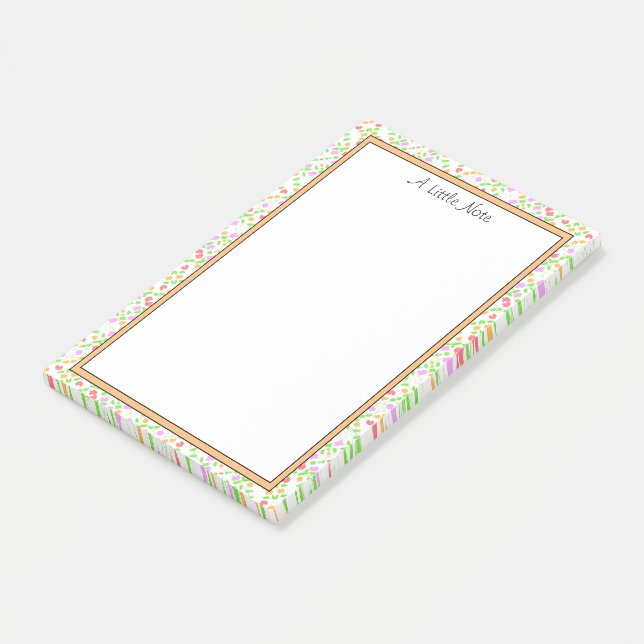 Lilla blommade anteckningar post-it block (Vinklad)