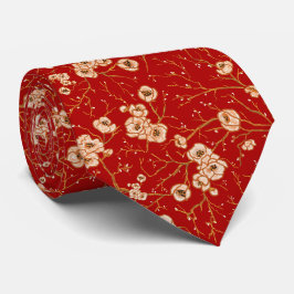 Lilla blommor på röd mönster slips