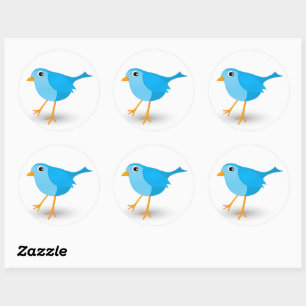 Lilla Blue Bird Cute Round Stickers Runt Klistermärke
