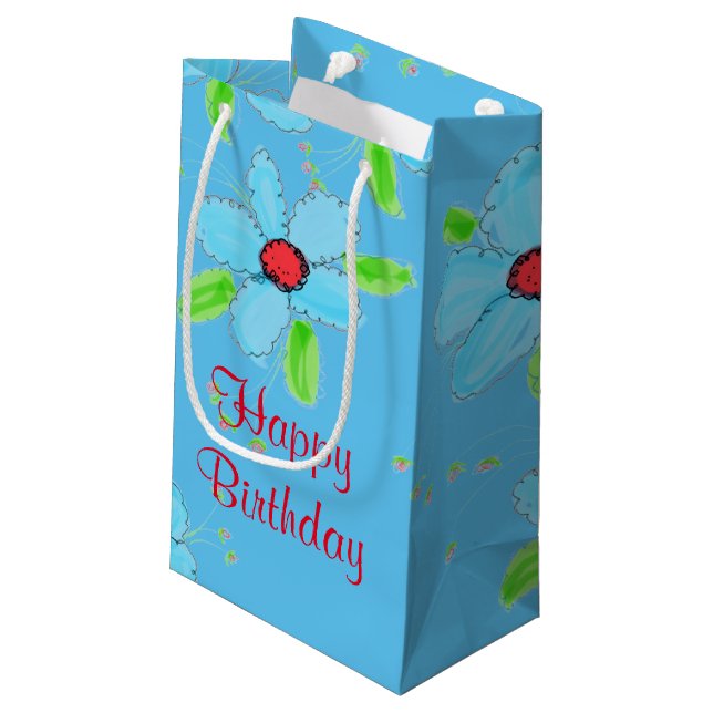 Lilla Blue Flowwag Birthday Gift Bag (Baksidan Vinklad)