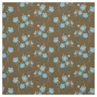 Lilla Blue Glöm mig inte Blommor över Brown Tyg