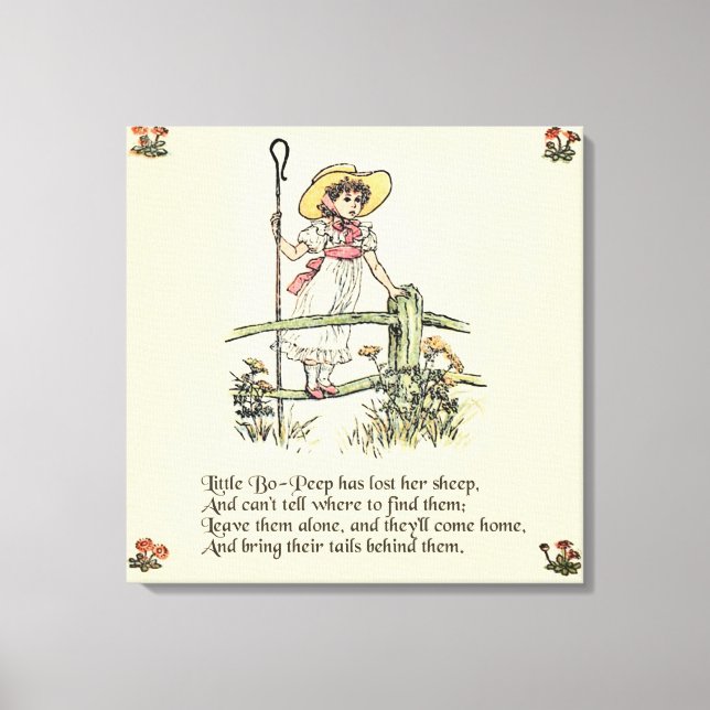 Lilla Bo-Peep: Klassisk Kate Greenaway Nursery Canvastryck (Framsida)
