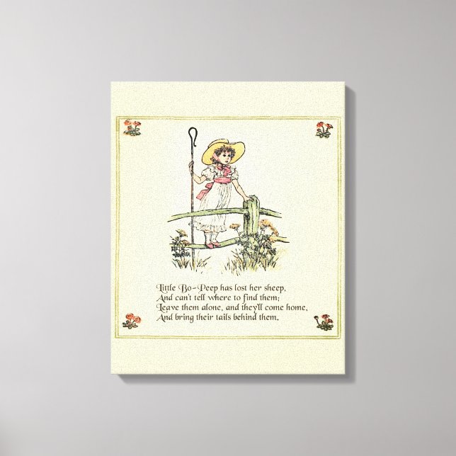 Lilla Bo-Peep: Klassisk Kate Greenaway Nursery Canvastryck (Framsida)