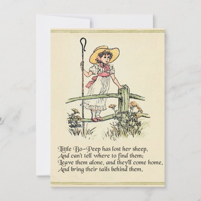 Lilla Bo-Peep: Klassisk Kate Greenaway Nursery Inbjudningar (Framsida)