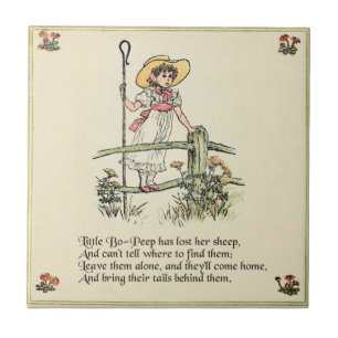 Lilla Bo-Peep: Klassisk Kate Greenaway Nursery Kakelplatta