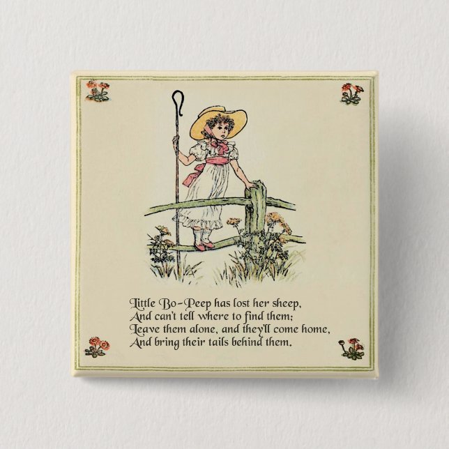 Lilla Bo-Peep: Klassisk Kate Greenaway Nursery Knapp (Framsida)