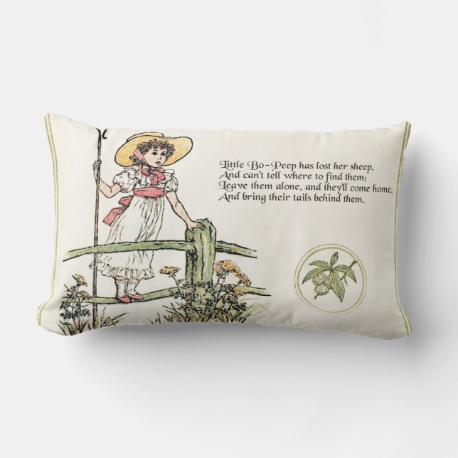 Lilla Bo-Peep: Klassisk Kate Greenaway Nursery Lumbarkudde (Framsida)