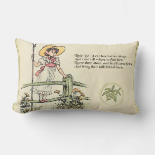 Lilla Bo-Peep: Klassisk Kate Greenaway Nursery Lumbarkudde