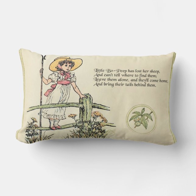Lilla Bo-Peep: Klassisk Kate Greenaway Nursery Lumbarkudde (Framsida)