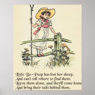Lilla Bo-Peep: Klassisk Kate Greenaway Nursery Poster
