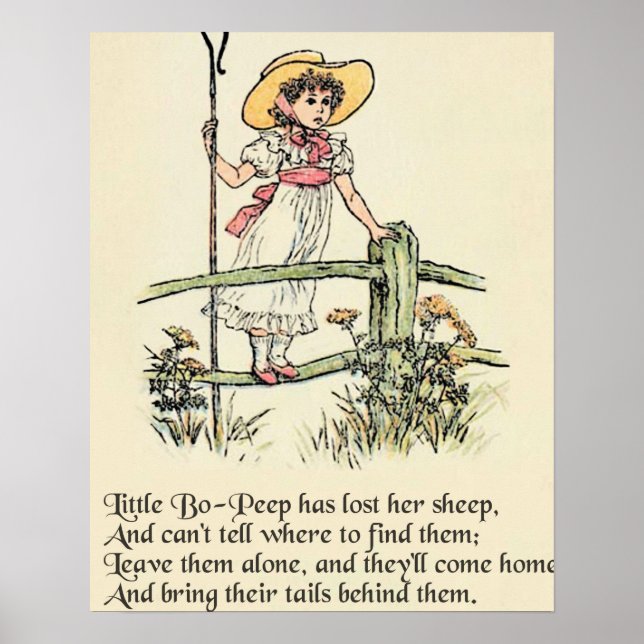 Lilla Bo-Peep: Klassisk Kate Greenaway Nursery Poster (Framsidan)
