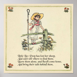 Lilla Bo-Peep: Klassisk Kate Greenaway Nursery Poster