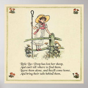 Lilla Bo-Peep: Klassisk Kate Greenaway Nursery Poster