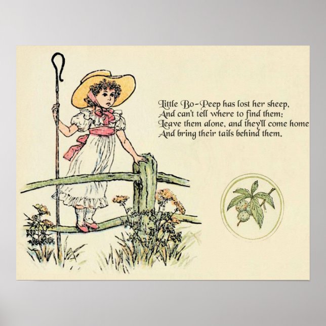 Lilla Bo-Peep: Klassisk Kate Greenaway Nursery Poster (Framsidan)