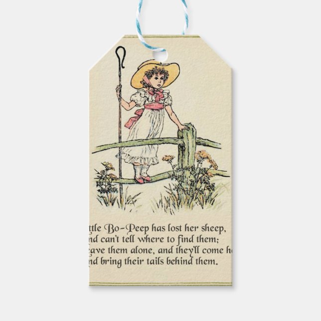 Lilla Bo-Peep: Klassisk Kate Greenaway Nursery Presentetikett (Framsidan)