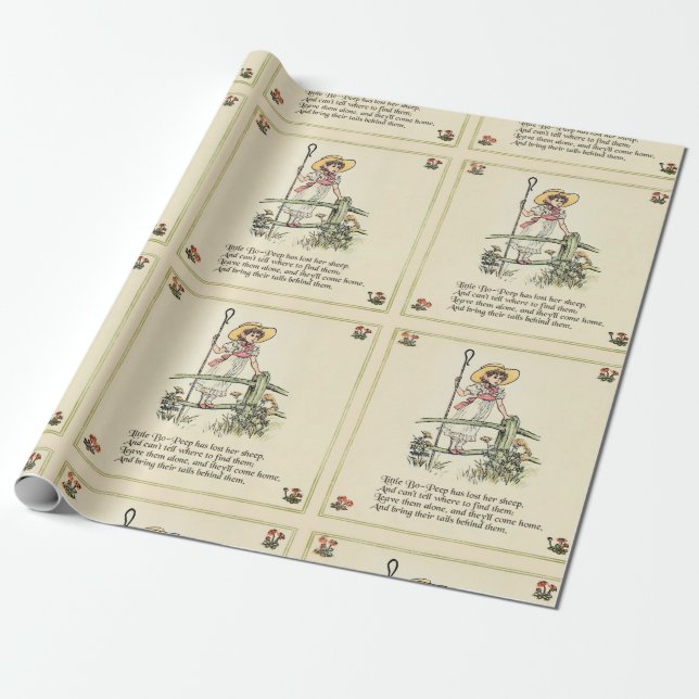 Lilla Bo-Peep: Klassisk Kate Greenaway Nursery Presentpapper (Utrullad)