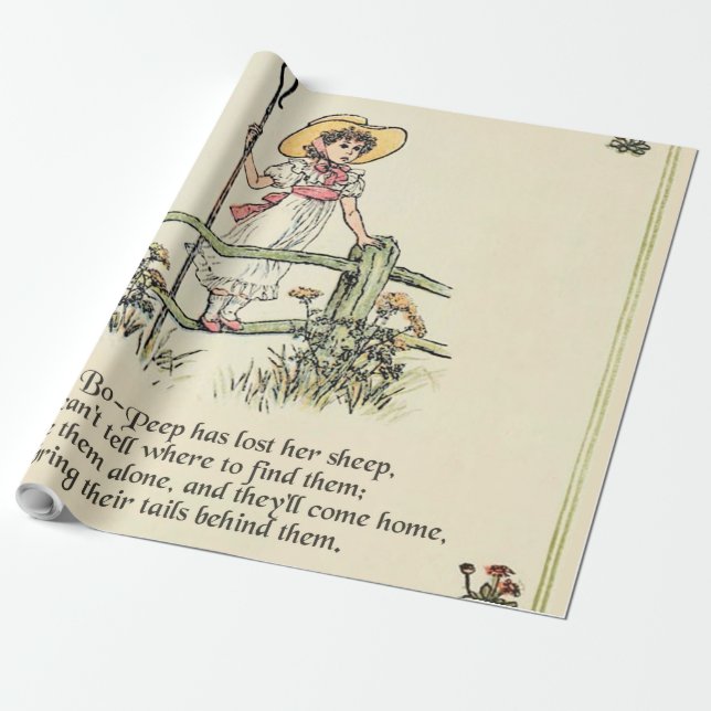 Lilla Bo-Peep: Klassisk Kate Greenaway Nursery Presentpapper (Utrullad)