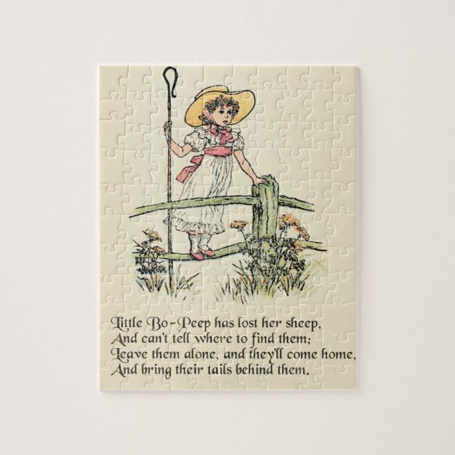 Lilla Bo-Peep: Klassisk Kate Greenaway Nursery Pussel (Vertikal)