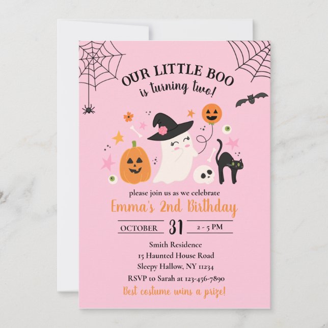 Lilla Boo 2-års Halloween-fest-inbjudan Inbjudningar (Framsida)