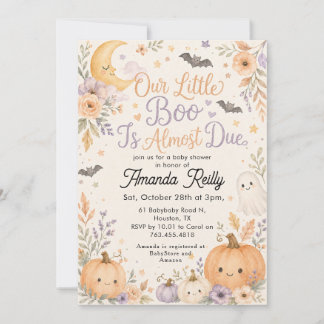 Lilla Boo är nästan förfallen Halloween Baby Showe Inbjudningar