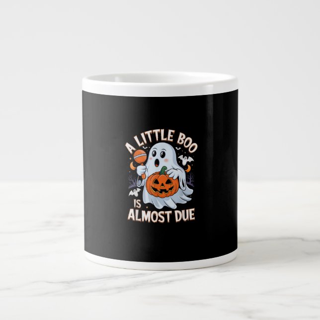 Lilla Boo är Nästan Förfallen Söt Halloween Gravid Jumbo Mugg (Framsidan)