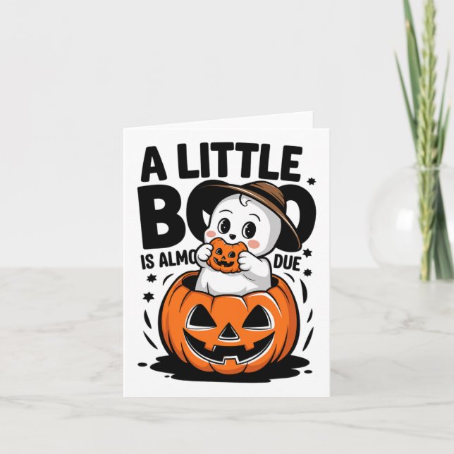 Lilla Boo är nästan förfallen Söt Halloween Gravid Kort (Framsida)