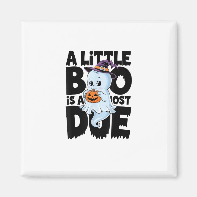 Lilla Boo är nästan förfallen Söt Halloween gravid Magnet (Framsidan)