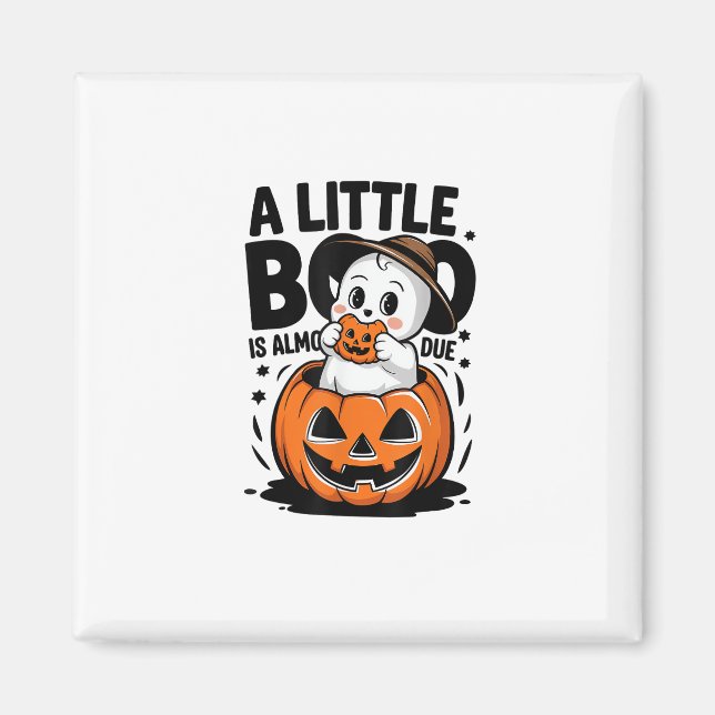 Lilla Boo är nästan förfallen Söt Halloween-gravid Magnet (Framsidan)