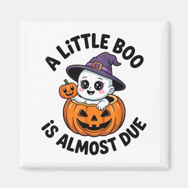 Lilla Boo är nästan förfallen Söt Halloween-gravid Magnet (Framsidan)