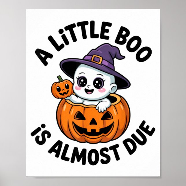 Lilla Boo är nästan förfallen Söt Halloween-gravid Poster (Framsidan)