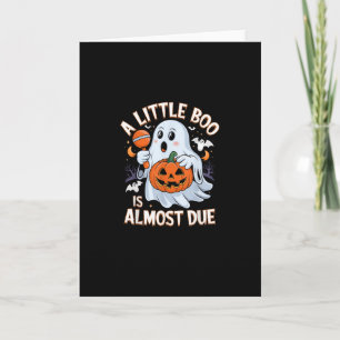 Lilla Boo är Nästan Framför Cuten Halloween Gravid Kort