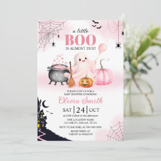 Lilla Boo är Nästan Framför Flickan Rosa Babyfiran Inbjudningar