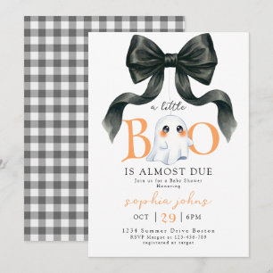 Lilla Boo är Nästan Framme Halloween Baby Shower Inbjudningar